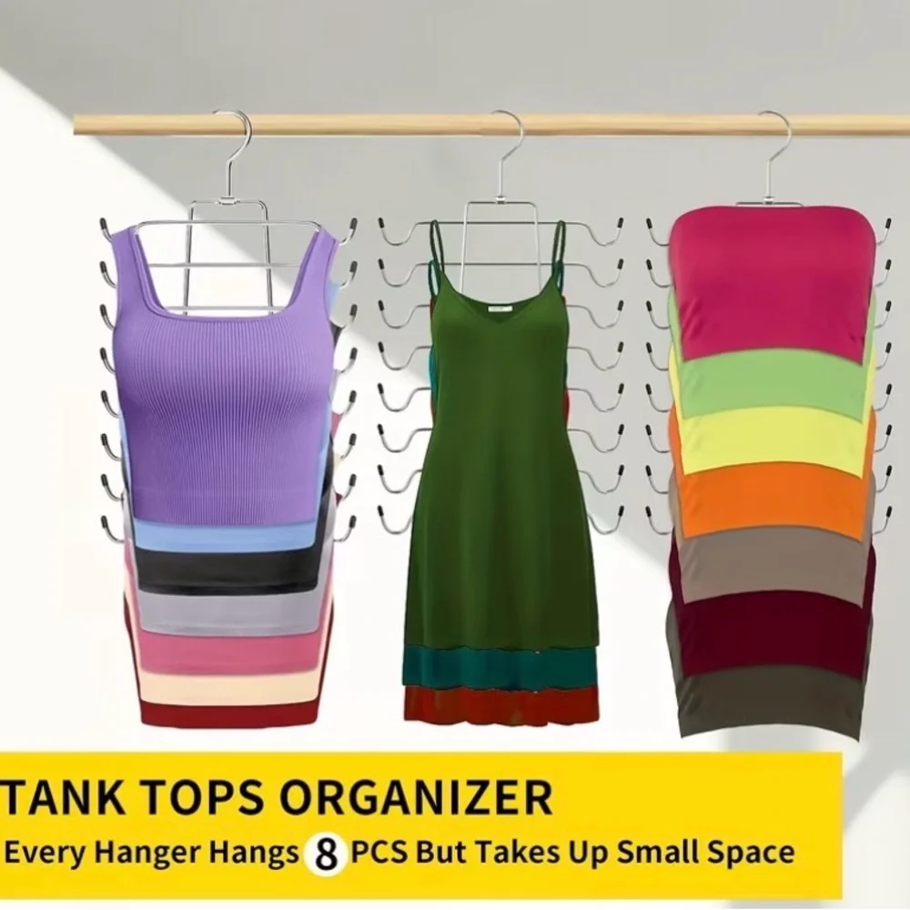 Foldable Hangers Metal Space Saving Set of 8 Dresses Tank Tops Purses Scarves